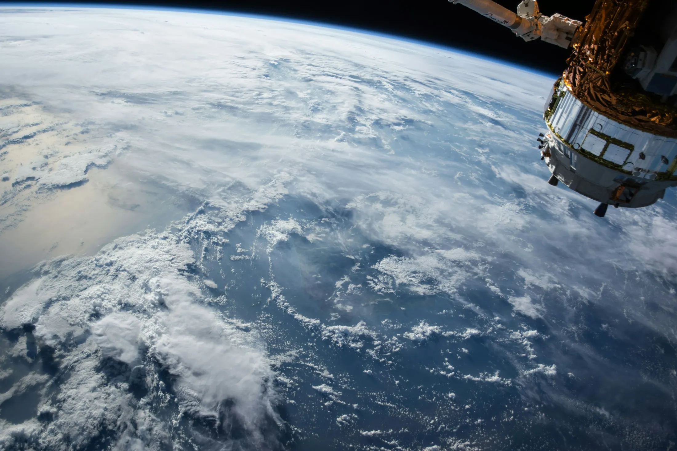 Spacecraft module in orbit above the Earth